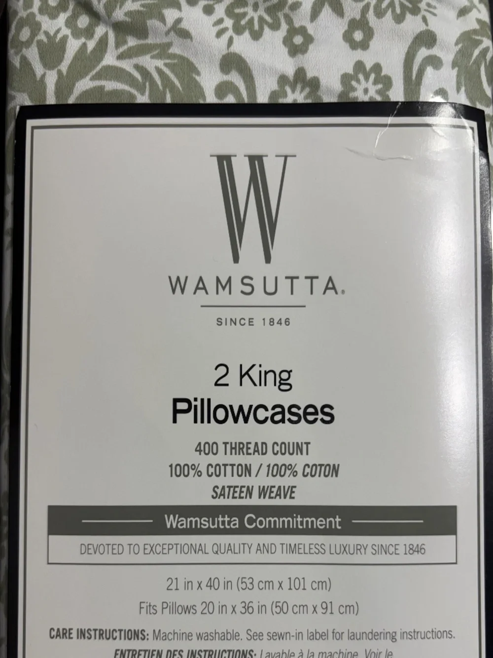 new SAGE GREEN Wamsutta 400 Thread Count 100% Cotton Sateen King Pillowcases